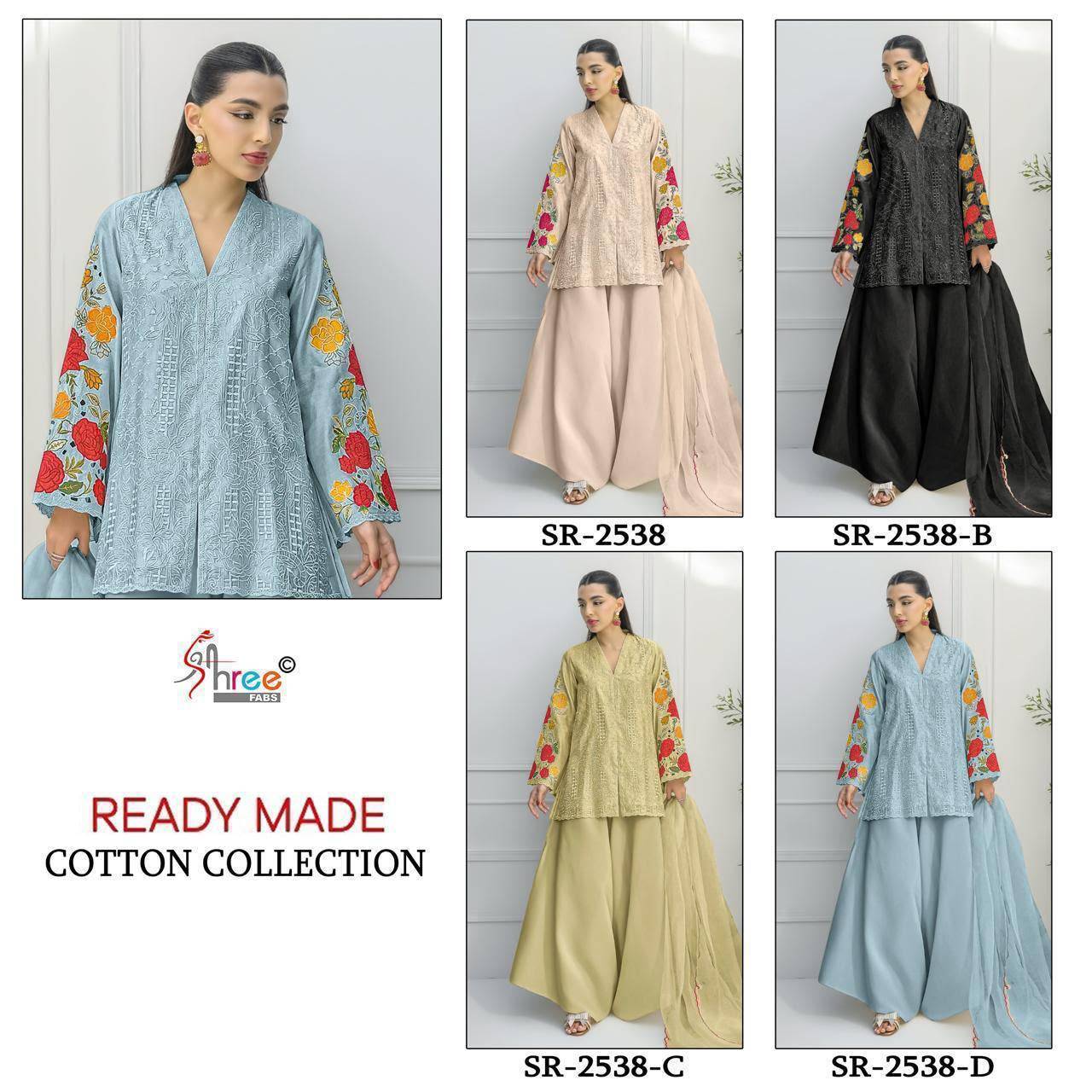 SR-2538 by Shree Fabs 2538 A to 2538 D series Pakistani Suits casual Wear Cotton Readymade Stitched Dresses At Wholesale